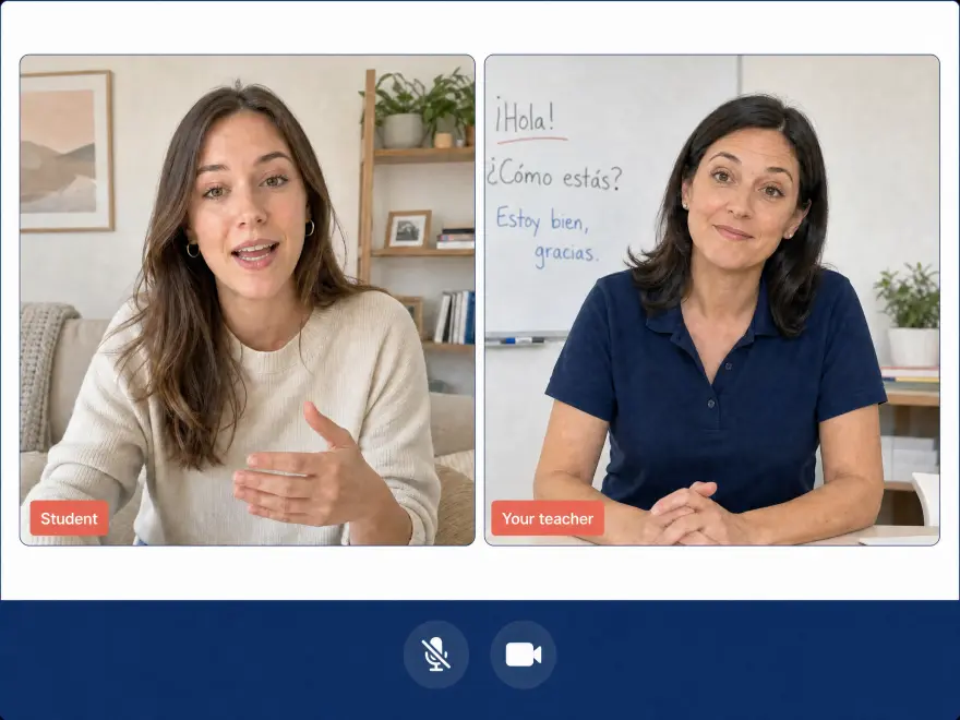 A student in a one-on-one Spanish lesson with a native teacher
